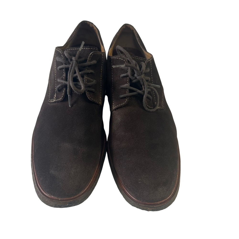 Clarks Mens Dark Brown Suede Derby Lace Up Dress Shoes Round Toe Professional